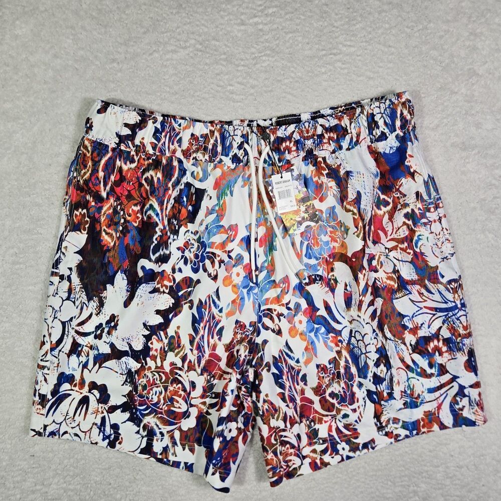 Robert Graham Mens XL 7" Inseam Colorful Grafitti Lined Swim Trunks Shorts